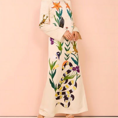 Elegant Printing Maxi Dresses Polyester Regular Dress Maxi Long Dress Dresses