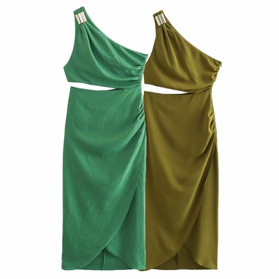 Women's Regular Dress Streetwear Oblique Collar Backless Sleeveless Solid Color Maxi Long Dress Holiday