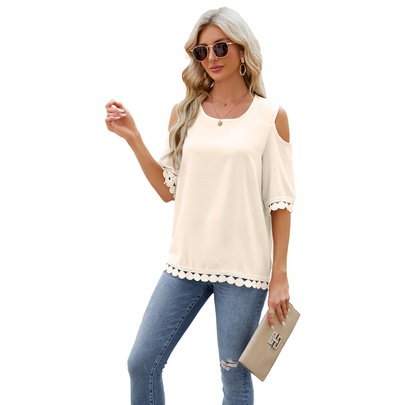 Women's T-shirt 3/4 Length Sleeve T-Shirts Casual Streetwear Solid Color