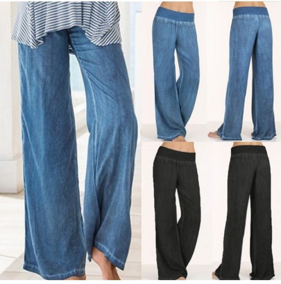 Women's Daily Street Casual Streetwear Solid Color Full Length Casual Pants Wide Leg Pants