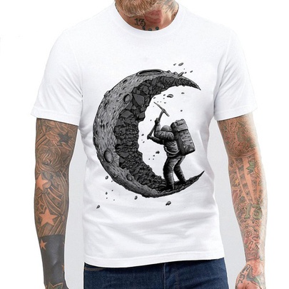 Men's Astronaut Moon Printing T-shirt Men's Clothing