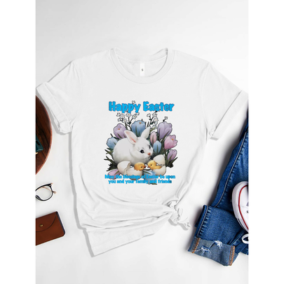 Women's T-shirt Short Sleeve T-Shirts Printing Casual Streetwear Rabbit Letter