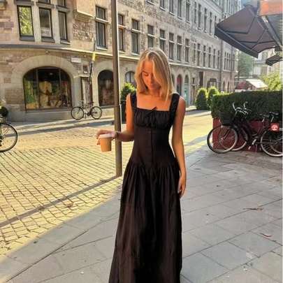 Women's Regular Dress British Style Boat Neck Zipper Sleeveless Solid Color Maxi Long Dress Holiday Daily