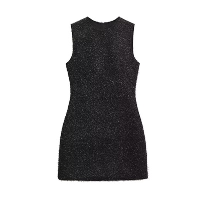 Women's Sheath Dress Streetwear Round Neck Sequins Sleeveless Solid Color Midi Dress Holiday Street