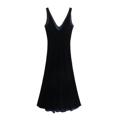 Women's Regular Dress British Style V Neck Sleeveless Solid Color Maxi Long Dress Daily