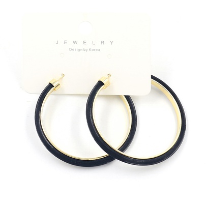 1 Pair Casual Simple Style Geometric Pu Leather Alloy Hoop Earrings