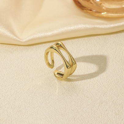 Wholesale Jewelry Casual Simple Style Solid Color Alloy Hollow Out Open Rings