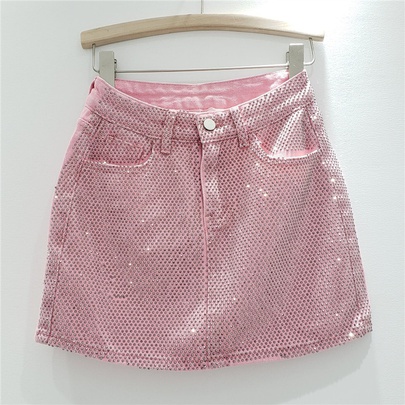 Summer Streetwear Solid Color Cotton Blend Above Knee Skirts