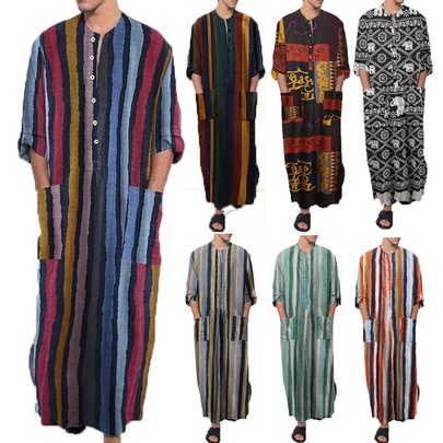 Men's Color Block Peasant Blouse Men's Clothing