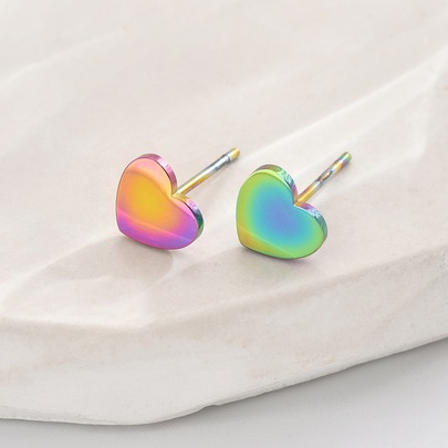 1 Pair Basic Simple Style Classic Style Heart Shape 304 Stainless Steel Ear Studs