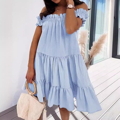 Women's Regular Dress Simple Style V Neck Printing Sleeveless Solid Color Above Knee Daily Beach