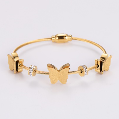 304 Stainless Steel 18K Gold Plated Rose Gold Plated Elegant Cute Plating Butterfly Bangle