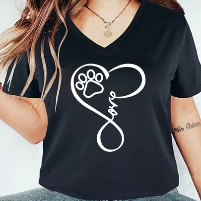 Women's T-shirt Short Sleeve T-Shirts Printing Simple Style Heart Shape