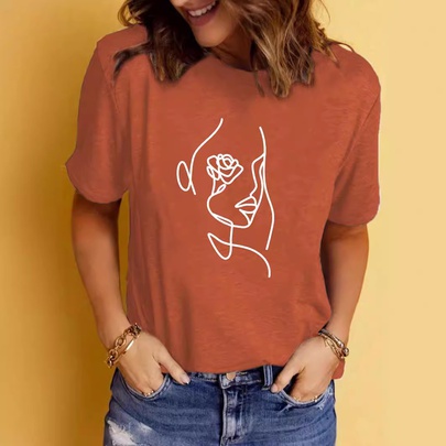 Women's T-shirt Short Sleeve T-Shirts Printing Streetwear Human