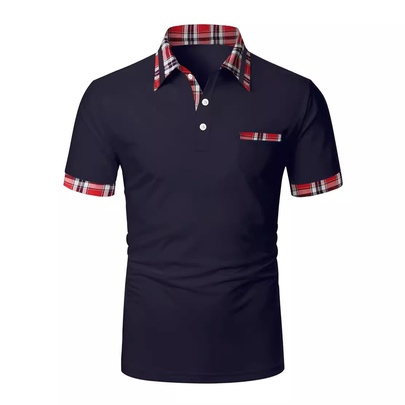 Men's Solid Color Patchwork Polo Shirt Men's Clothing