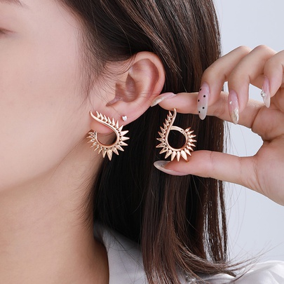 1 Pair Basic XUPING Classic Style Irregular Plating Copper Alloy 18K Gold Plated Hoop Earrings