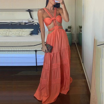 Women's Regular Dress Vacation Strapless Backless Sleeveless Solid Color Maxi Long Dress Daily Swimming Pool Beach