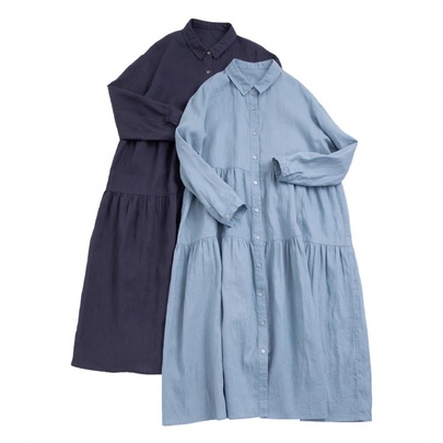 Women's Regular Dress Simple Style Shirt Collar Long Sleeve Solid Color Midi Dress Daily