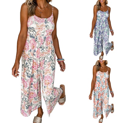 Women's Holiday Daily Vacation Ditsy Floral Ankle-Length Printing Jumpsuits