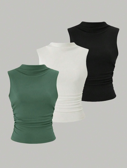 Women's Adults Vest Tank Tops Pleated Elegant Basic Simple Style Solid Color
