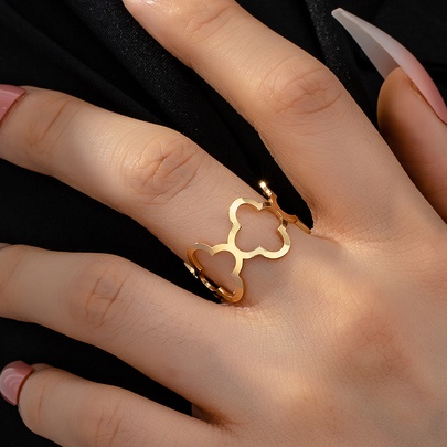 Basic Simple Style Classic Style Flower Iron Hollow Out Women's Open Rings