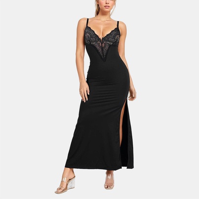 Women's Strap Dress Sexy V Neck Sleeveless Solid Color Maxi Long Dress Holiday Daily Date