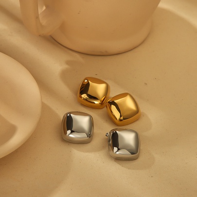 1 Pair Vintage Style Simple Style Solid Color Polishing Plating 304 Stainless Steel 18K Gold Plated Ear Studs