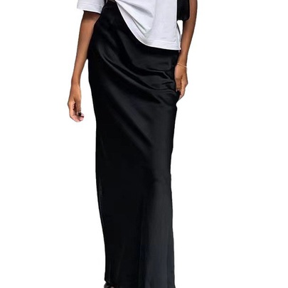 Summer Spring Autumn Basic Simple Style Solid Color Polyester Maxi Long Dress Skirts
