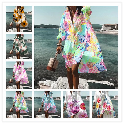 Women's Sundress Simple Style Turndown Long Sleeve Color Block Midi Dress Holiday Daily