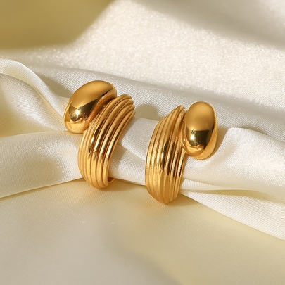1 Piece IG Style Basic C Shape 304 Stainless Steel 18K Gold Plated Ear Studs