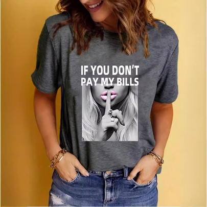 Women's T-shirt Short Sleeve T-Shirts Printing Streetwear Human Letter