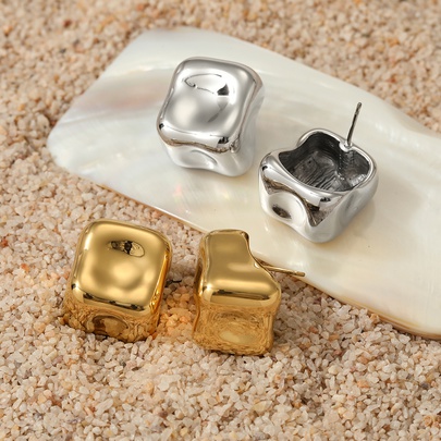 1 Pair Casual Solid Color Plating Three-dimensional 316 Stainless Steel  14K Gold Plated White Gold Plated Gold Plated Ear Studs
