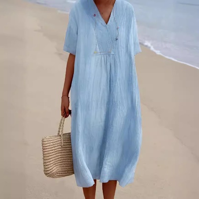 Streetwear Solid Color Maxi Dresses Cotton And Linen Regular Dress Maxi Long Dress Dresses