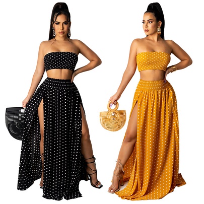 Holiday Women's Streetwear Polka Dots Polyester Printing Skirt Sets Skirt Sets