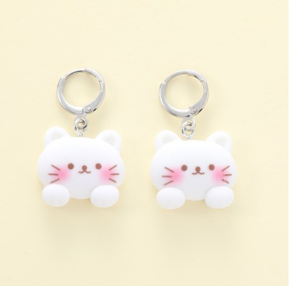 1 Pair Cute Sweet Cartoon Cat Alloy Resin Drop Earrings