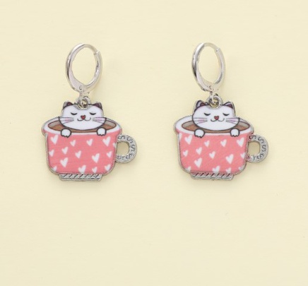 1 Pair Cartoon Style Cute Cup Cat Resin Drop Earrings