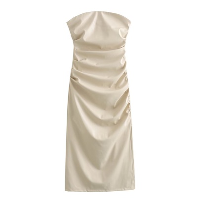 Women's Sheath Dress Elegant Boat Neck Backless Sleeveless Solid Color Maxi Long Dress Daily
