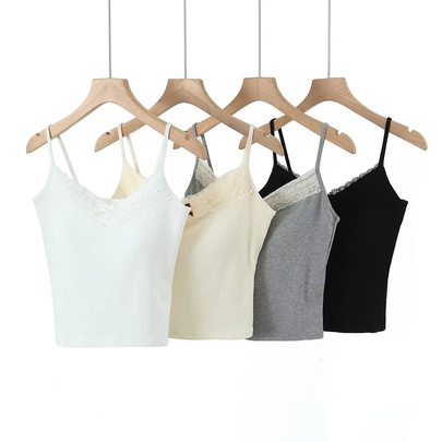Women's Camisole Tank Tops Contrast Binding Sexy Solid Color