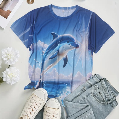 Women's T-shirt Short Sleeve T-Shirts Casual Fish