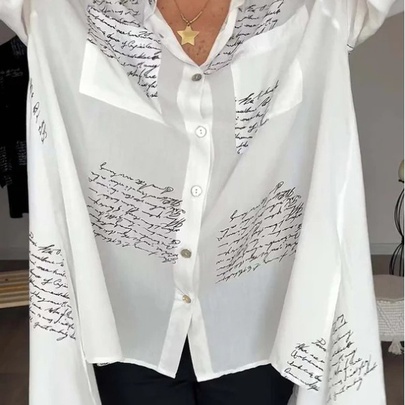 Women's Blouse Long Sleeve Blouses Printing Simple Style Geometric Letter
