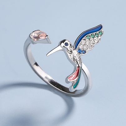 IG Style Elegant Bird Brass Plating Inlay Women's Open Rings
