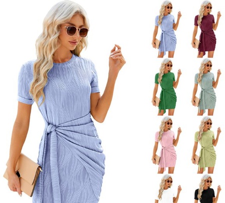 Women's Sheath Dress Streetwear Round Neck Short Sleeve Solid Color Midi Dress Daily