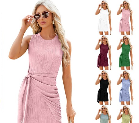 Women's Sheath Dress Streetwear Round Neck Sleeveless Solid Color Midi Dress Daily