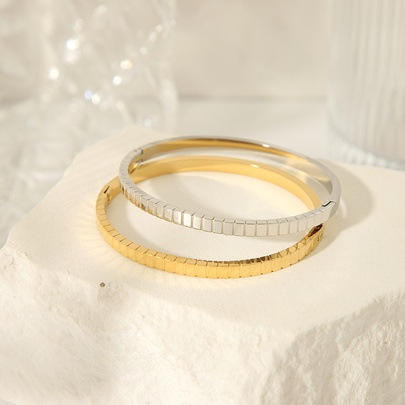 304 Stainless Steel 18K Gold Plated Basic Modern Style Classic Style Plating Solid Color Bangle