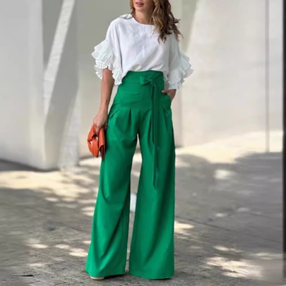 Women's Holiday Daily Streetwear Solid Color Full Length Casual Pants