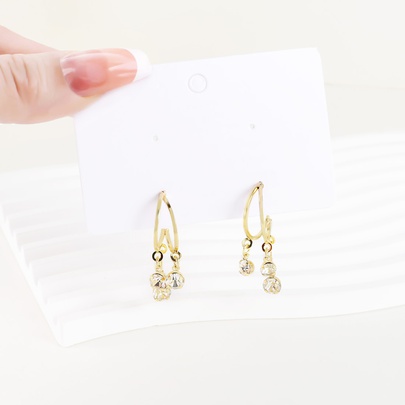 1 Pair Simple Style Classic Style Solid Color Plating Inlay Iron Rhinestones Gold Plated Drop Earrings