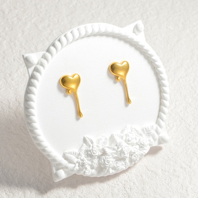 1 Pair Cute Simple Style Heart Shape 304 Stainless Steel 18K Gold Plated Ear Studs