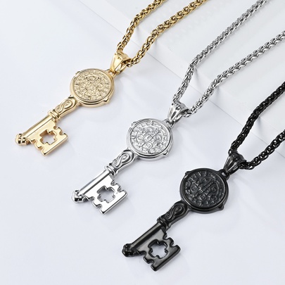 304 Stainless Steel 18K Gold Plated Basic Modern Style Classic Style Key Pendant Necklace