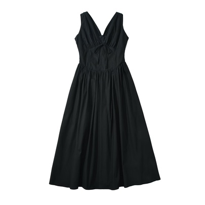 Women's Regular Dress Streetwear V Neck Printing Backless Sleeveless Solid Color Midi Dress Holiday Daily