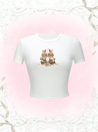 Women's T-shirt Short Sleeve T-Shirts Printing Y2K Rabbit